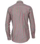 Casa Moda Long Sleeve Shirt Casual Fit- Grey/ Burgundy Stipe