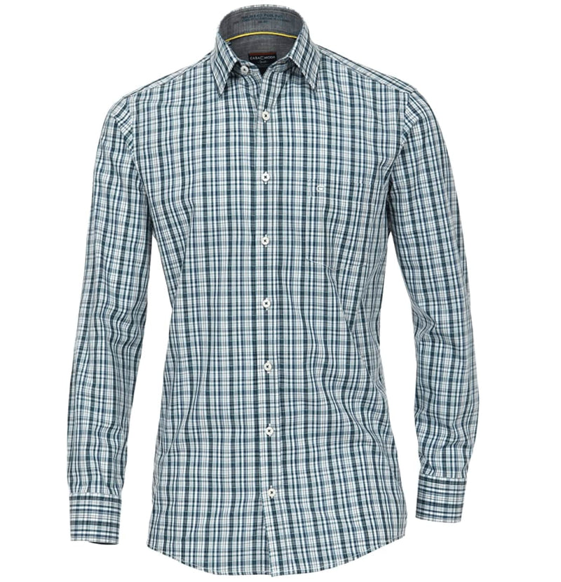 Casa Moda Long Sleeve Shirt Comfort Fit- Navy/Green Check - 