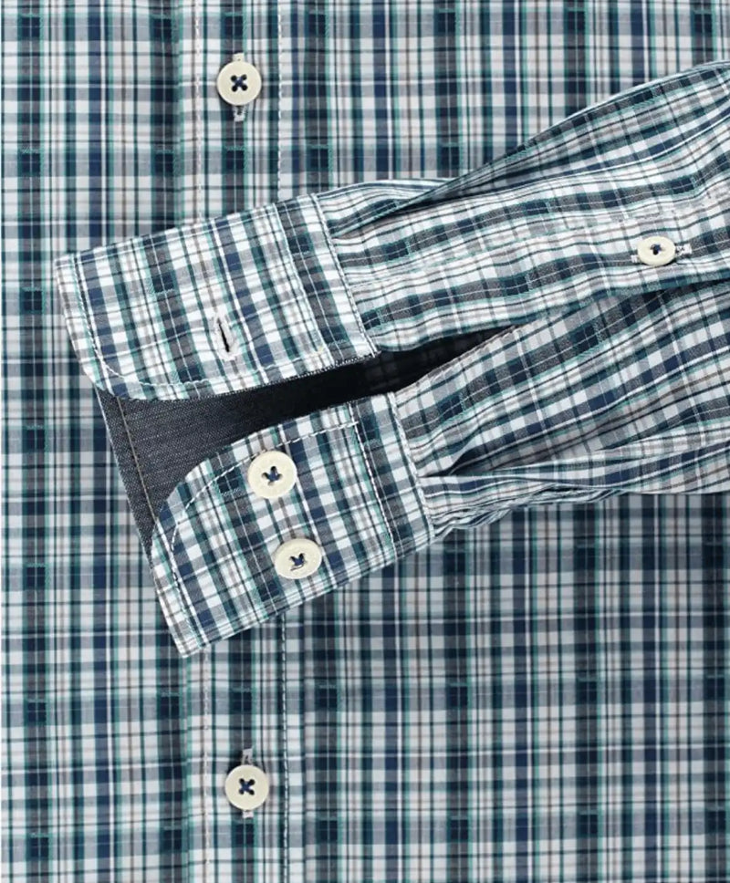 Casa Moda Long Sleeve Shirt Comfort Fit- Navy/Green Check - 
