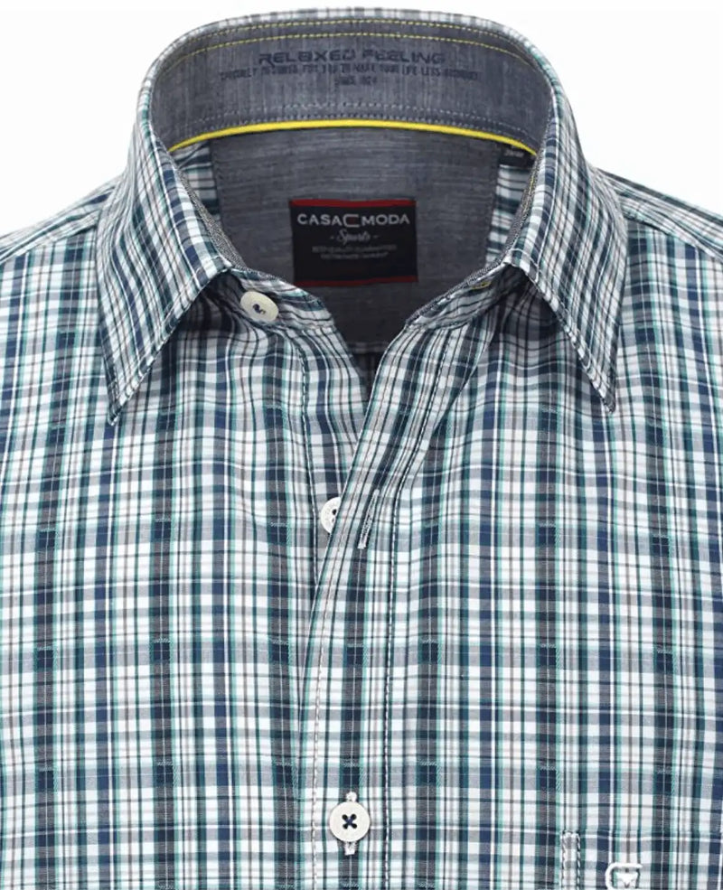 Casa Moda Long Sleeve Shirt Comfort Fit- Navy/Green Check - 
