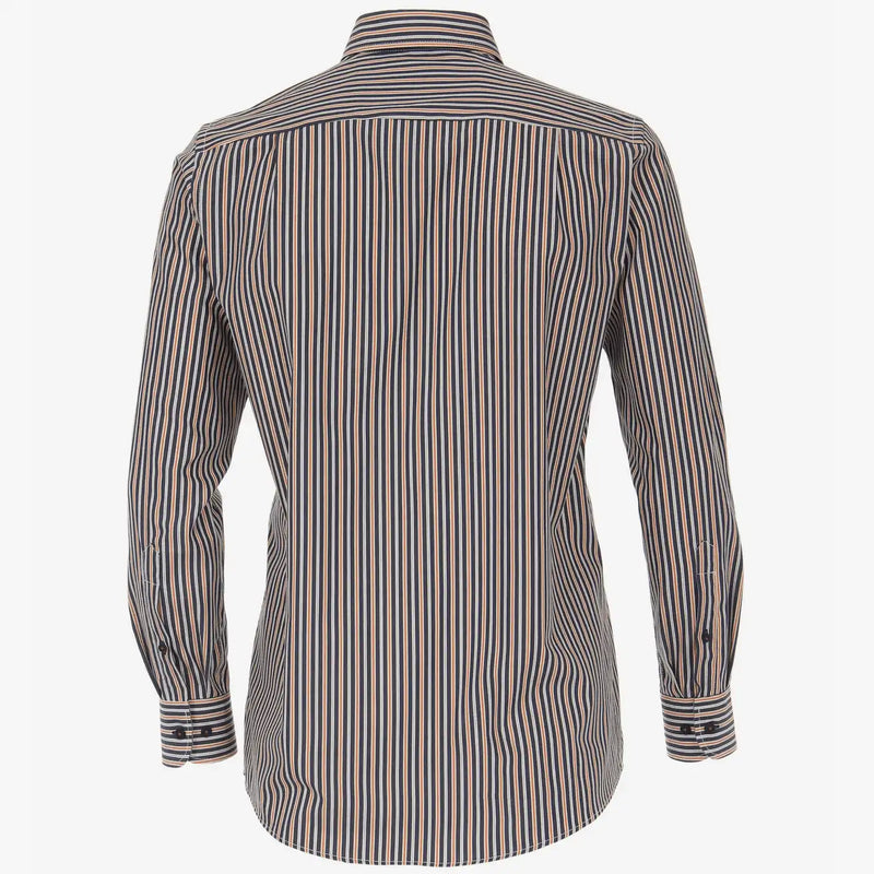 Casa Moda Long Sleeve Shirt Comfort Fit- Navy/Orange Stripe