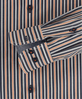 Casa Moda Long Sleeve Shirt Comfort Fit- Navy/Orange Stripe
