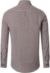 Casa Moda Mens Brushed Cotton Gingham Shirt Brown Northern Ireland
