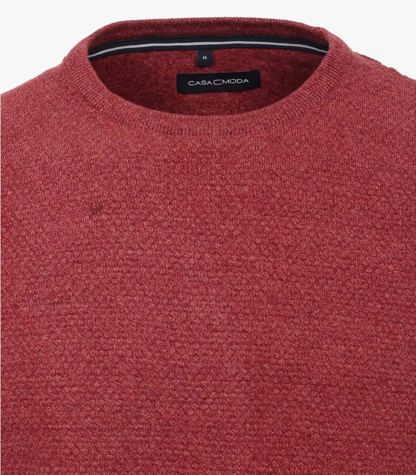 Casa Moda Men’s Casual Fit Crew Neck Sweater Mid Red Northern