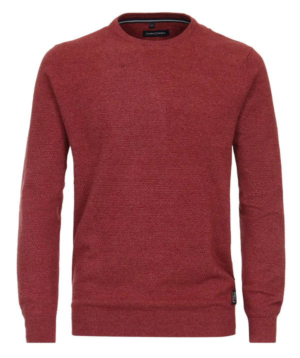 Casa Moda Men’s Casual Fit Crew Neck Sweater Mid Red Northern