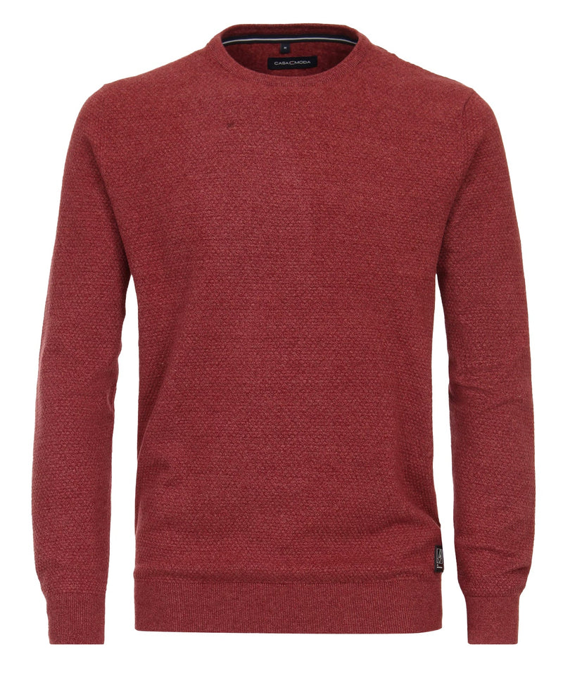 Casa Moda Men's Casual Fit Crew Neck Sweater Mid Red