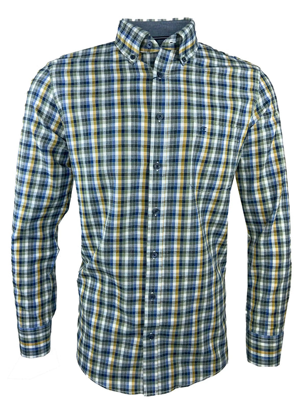 Casa Moda Mens Comfort Fit LS Check Shirt Blue/Green Northern Ireland