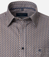 Casa Moda Mens Comfort Fit Shirt Circle Print Brown/Blue Northern