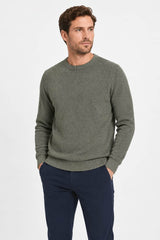 Casa Moda Mens Crew Neck Sweater Four Leaf Clover Green Northern