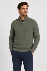 Casa Moda Mens Half Zip Jumper Four Lead Clover Green Northern