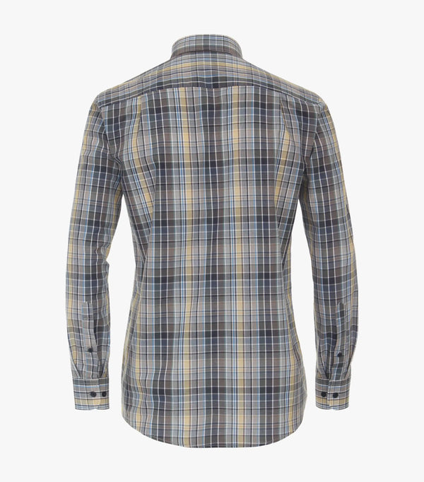 Casa Moda Men’s Long Sleeve Check Shirt Comfort Fit Green Milieu