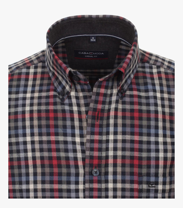 Casa Moda Mens Long Sleeve Comfort Fit Check Shirt 434142700 Navy/Red