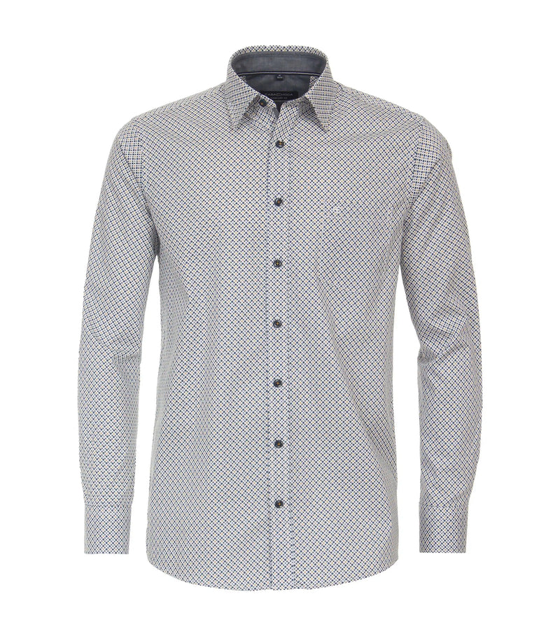 Casa Moda Men’s Long Sleeve Patterned Shirt Comfort Fit Blue/Yellow