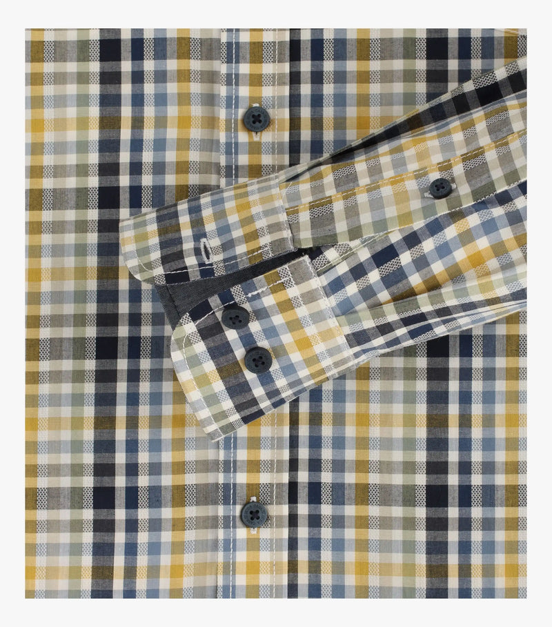 Casa Moda Men’s LS Shirt 434141100/100 Comfort Fit Yellow/Blue