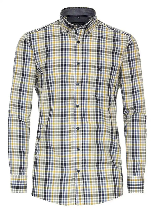 Casa Moda Men’s LS Shirt 434141100/100 Comfort Fit Yellow/Blue