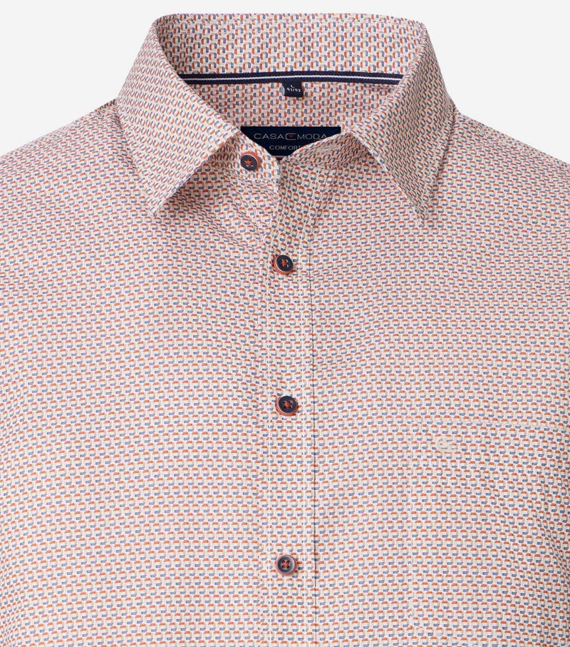 Casa Moda Mens Short Sleeve Shirt Comfort Fit Red/Blue Northern