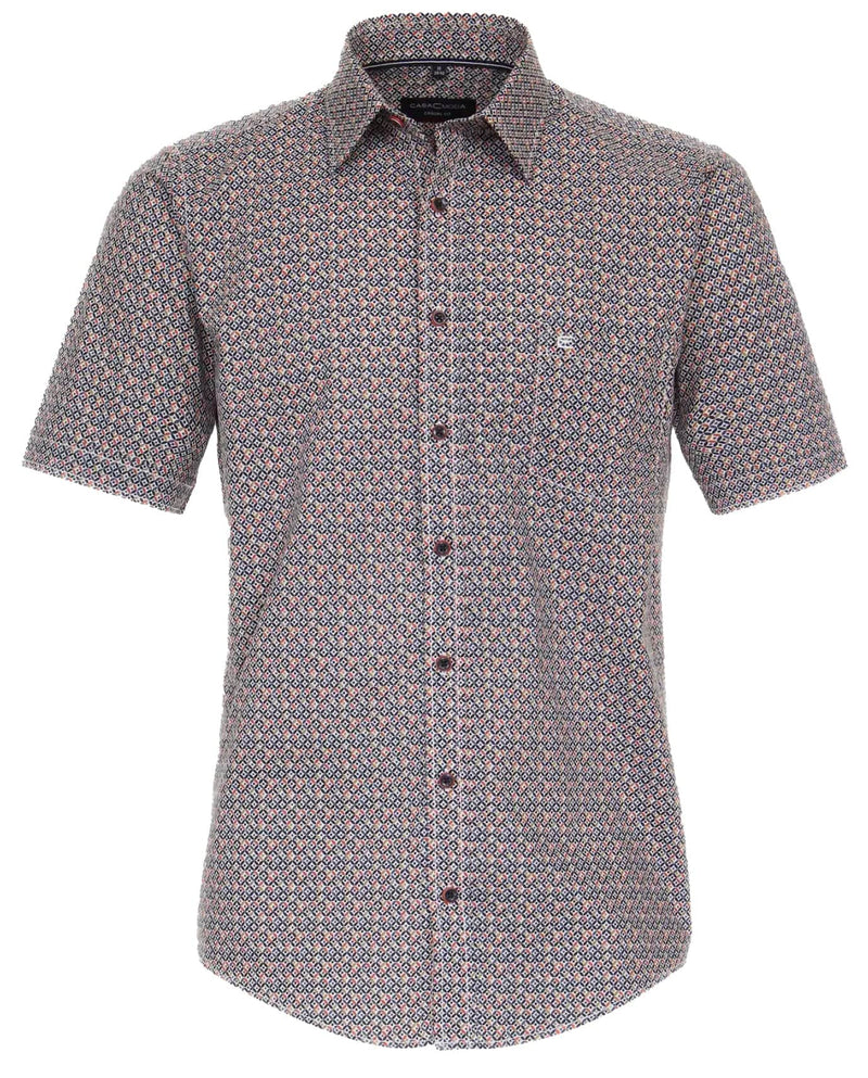 Casa Moda Men’s Short Sleeve Shirt Comfort Fit Tangerine Tango