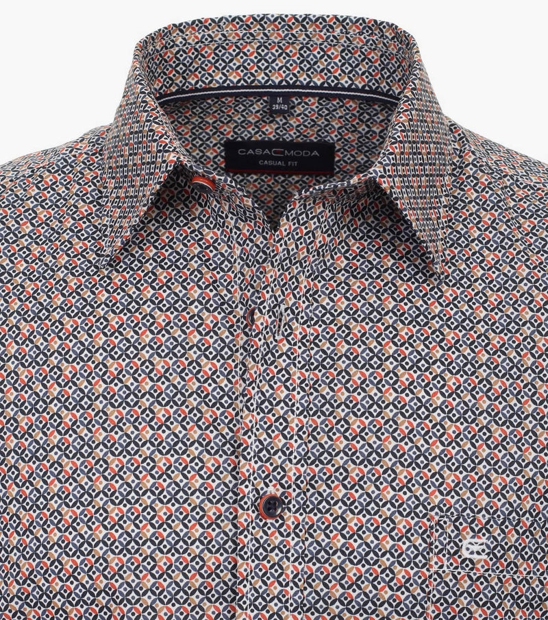 Casa Moda Men’s Short Sleeve Shirt Comfort Fit Tangerine Tango
