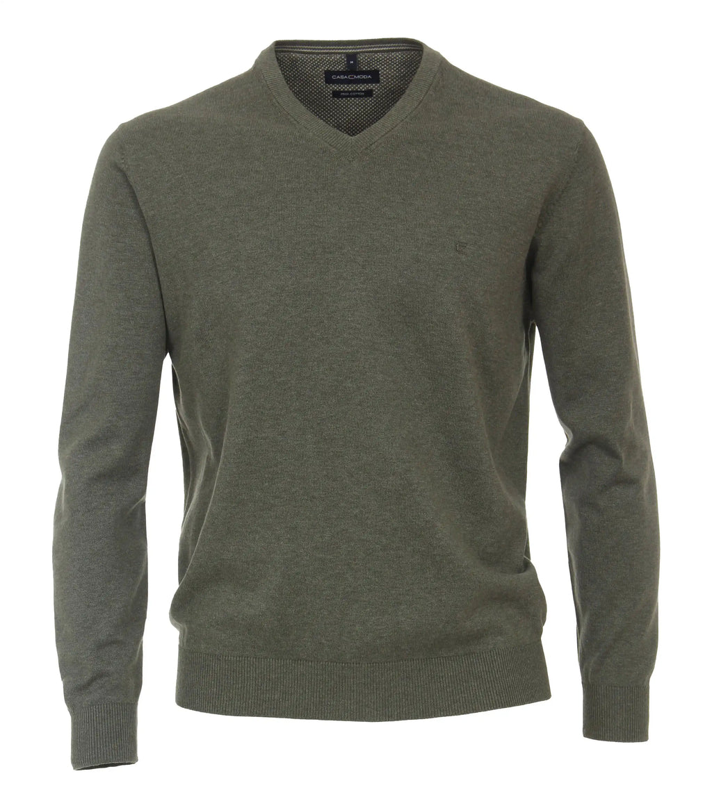 Olive green v 2025 neck sweater