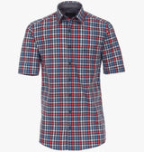 Casa Moda Short Sleeve Shirt Comfort Fit Circle Print Navy Red