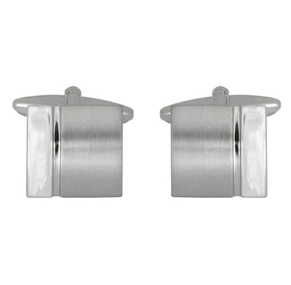 Dalaco Curved Square Brushed & Shiny Rhodium Plated Cufflinks
