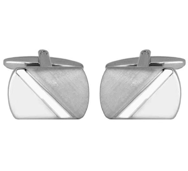 Dalaco Diagonal Brushed/Shiny Rhodium Plated Cufflinks Ballynahinch