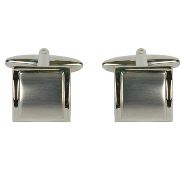 Dalaco Shiny & Brushed Square Curved Rhodium Cufflinks Ballynahinch