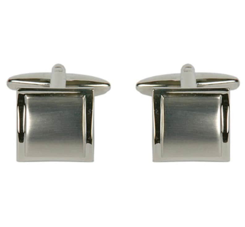 Dalaco Shiny & Brushed Square Curved Rhodium Cufflinks Ballynahinch