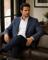 Daniel Grahame Damon Men’s Tapered Fit Jacket Blue Herringbone