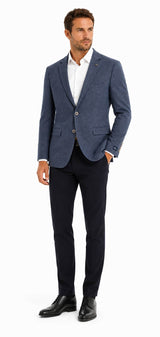 Daniel Grahame Damon Men’s Tapered Fit Jacket Blue Herringbone