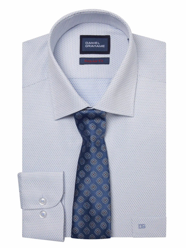 Daniel Grahame Gordon Regular Fit Shirt & Tie Set Blue Northern