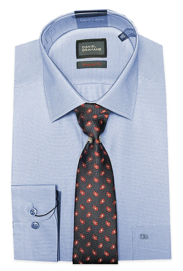 Daniel Grahame Gordon Shirt & Tie Set Regular Fit 15011T-23 Blue