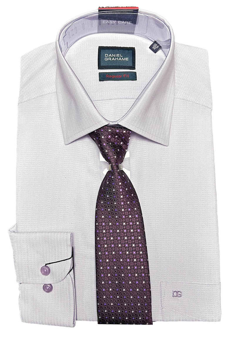 Daniel Grahame Gordon Shirt & Tie Set Regular Fit 15014T-71 Lilac