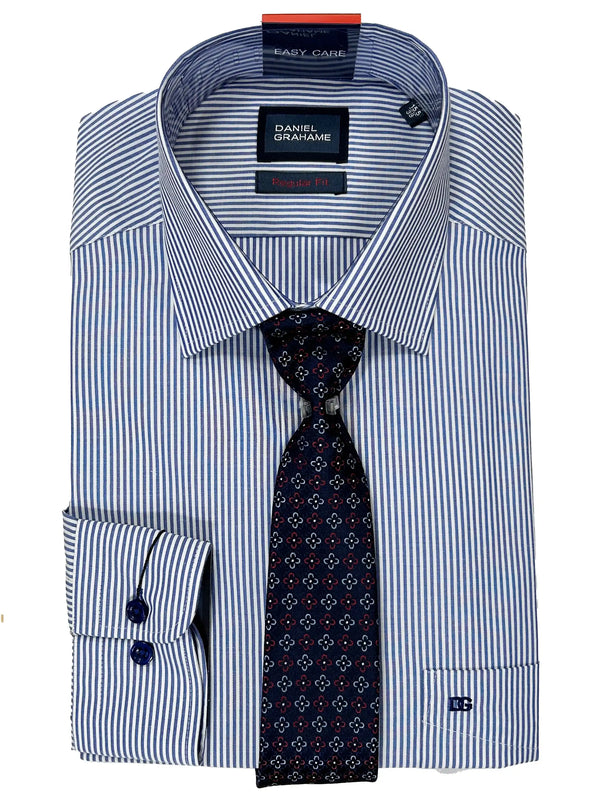 Daniel Grahame Gordon Shirt & Tie Set Regular Fit 15674T-27 Dark Blue