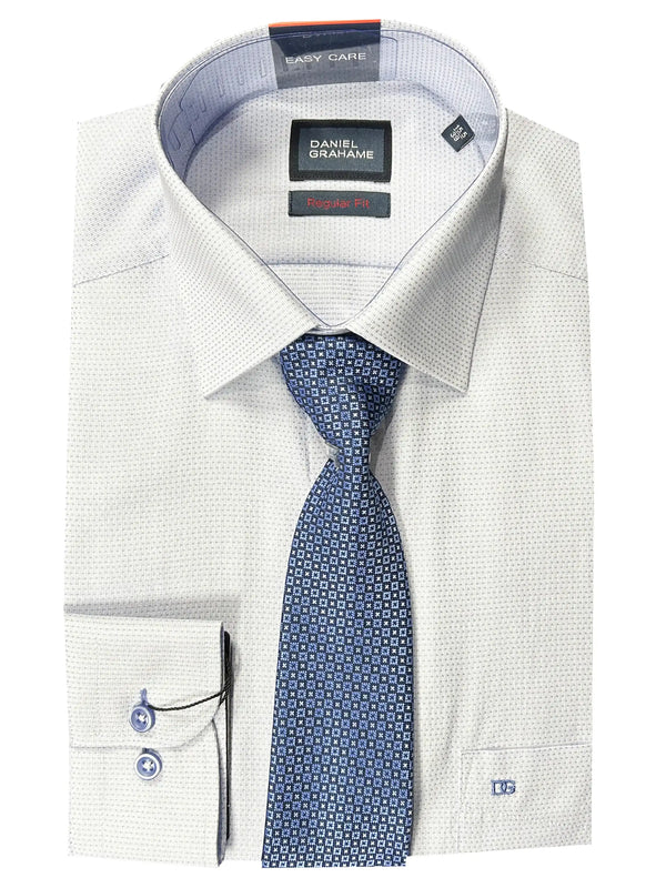Daniel Grahame Gordon Shirt & Tie Set Regular Fit 15676T-22 Blue