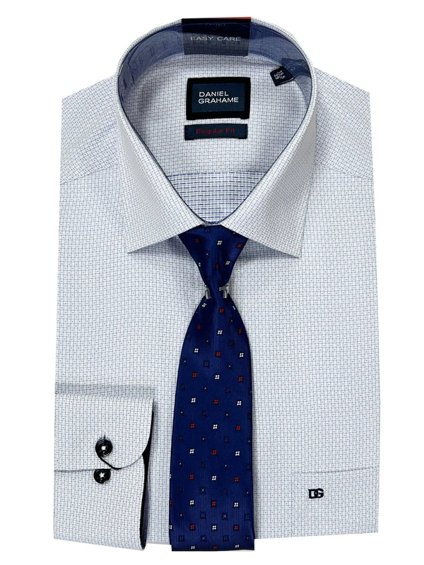 Daniel Grahame Gordon Shirt & Tie Set Regular Fit 15677T-22 Blue