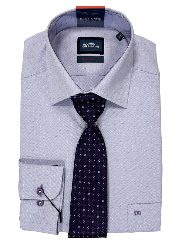 Daniel Grahame Gordon Shirt & Tie Set Regular Fit 15679T-73 Lilac