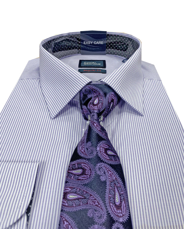 Daniel Grahame Gordon Shirt & Tie Set Regular Fit Lilac 