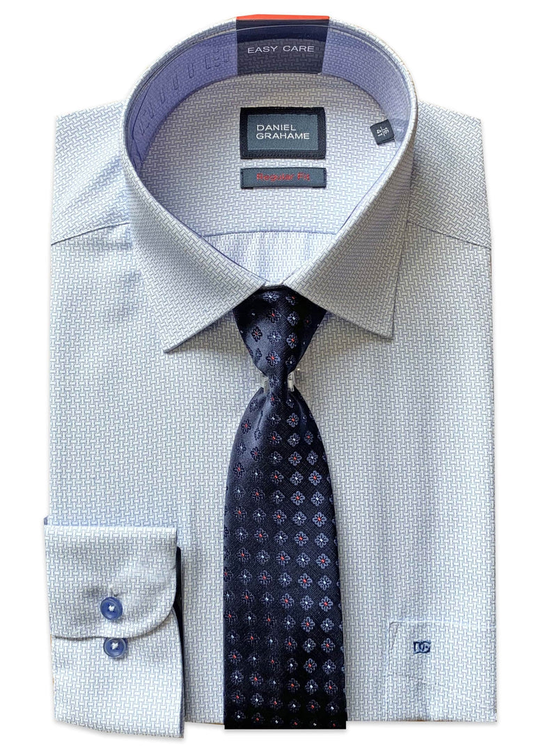 Daniel Grahame Gordon Shirt & Tie Set Regular Fit Sky 