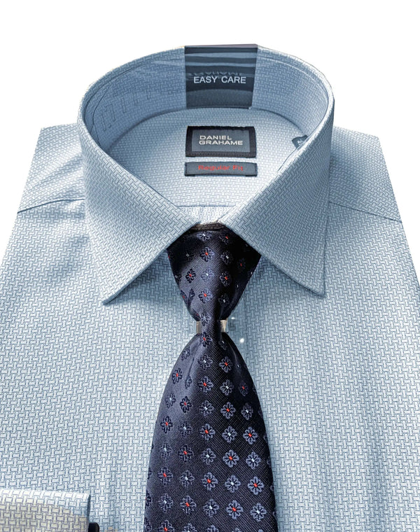 Daniel Grahame Gordon Shirt & Tie Set Regular Fit Sky 