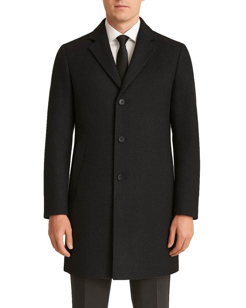 Daniel Grahame Mens Osbourne Overcoat Houndstooth Charcoal Northern