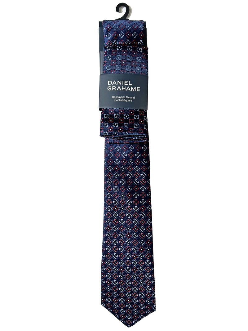 Daniel Grahame Mens Tie & Pocket Square Set TP2221-38 Navy