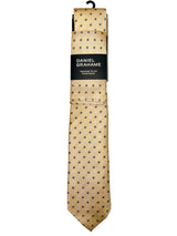 Daniel Grahame Tie & Pocket Square Set Beige/Blue Dots Northern