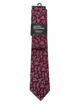Daniel Grahame Tie & Pocket Square Set Burgundy/Blue Floral Northern