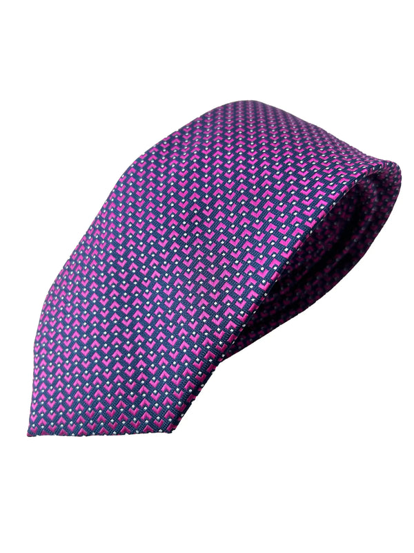 Daniel Grahame Tie & Pocket Square Set Cerise Pink/Navy Northern