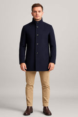Daniel Grahame Watson Mid Length Wool Overcoat Navy Northern Ireland