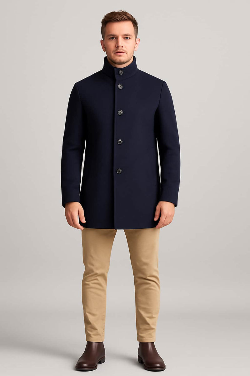 Daniel Grahame Watson Mid Length Wool Overcoat Navy Northern Ireland