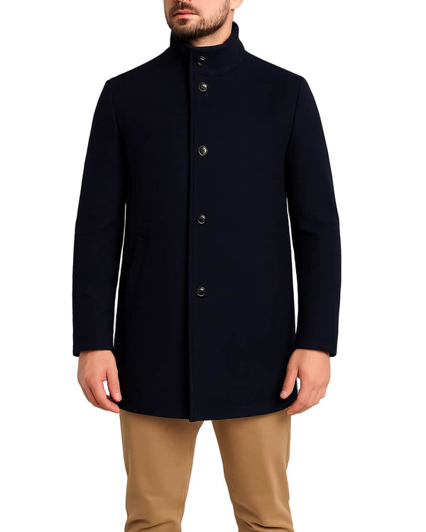 Daniel Grahame Watson Mid Length Wool Overcoat Navy Northern Ireland