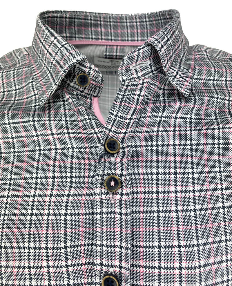 Dario Beltran Limpias Slim Fit Shirt - Black Pink Check