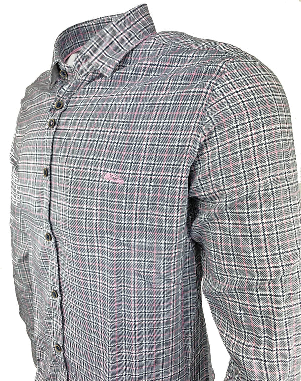 Dario Beltran Limpias Slim Fit Shirt - Black Pink Check